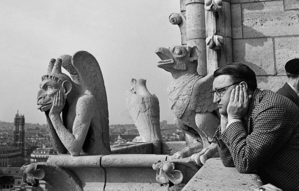 homme et monstre gargouille notre dame slim aarons