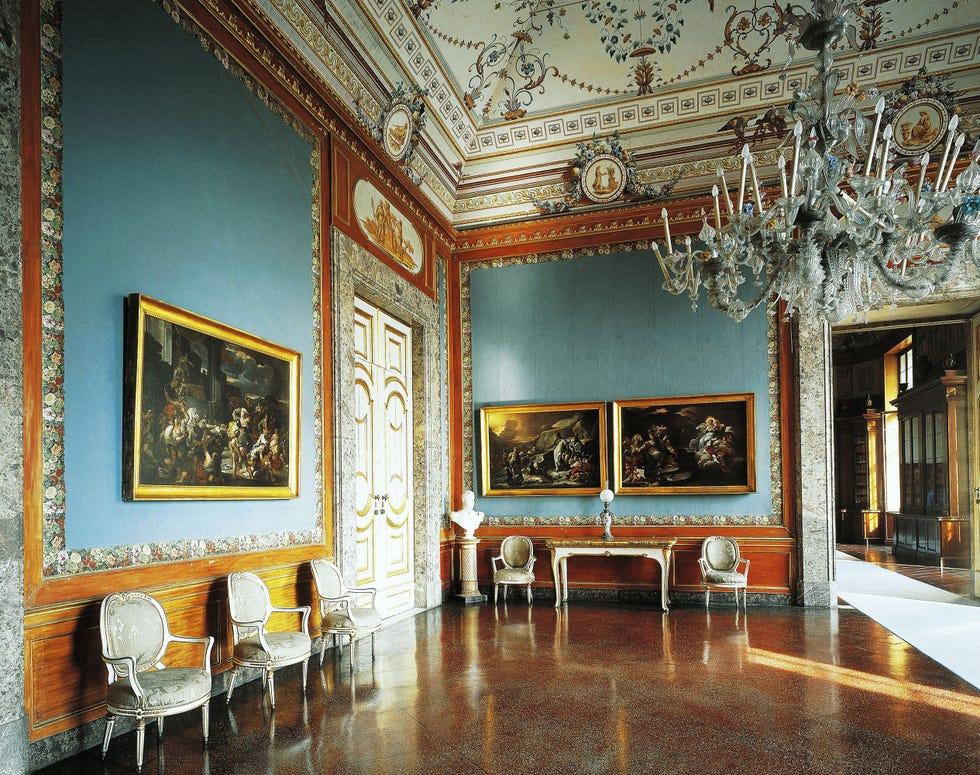 Salle de lecture, Palais Royal de Caserte (Liste du patrimoine mondial de l'UNESCO, 1997), Campanie. Italie, 18ème-19ème siècle.