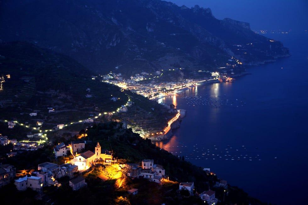 Nuit, Ciel, Eau, Bleu, Lumière, Mer, Ville, Urbanisme, Soirée, Photographie aérienne