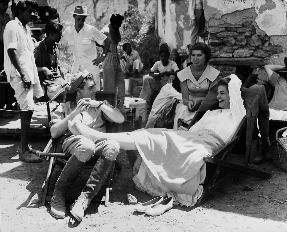india   january 01  jaipur, lauren bacall and kenneth more while filming northwest frontier 1959  photo by keystone francegamma keystone via getty images
