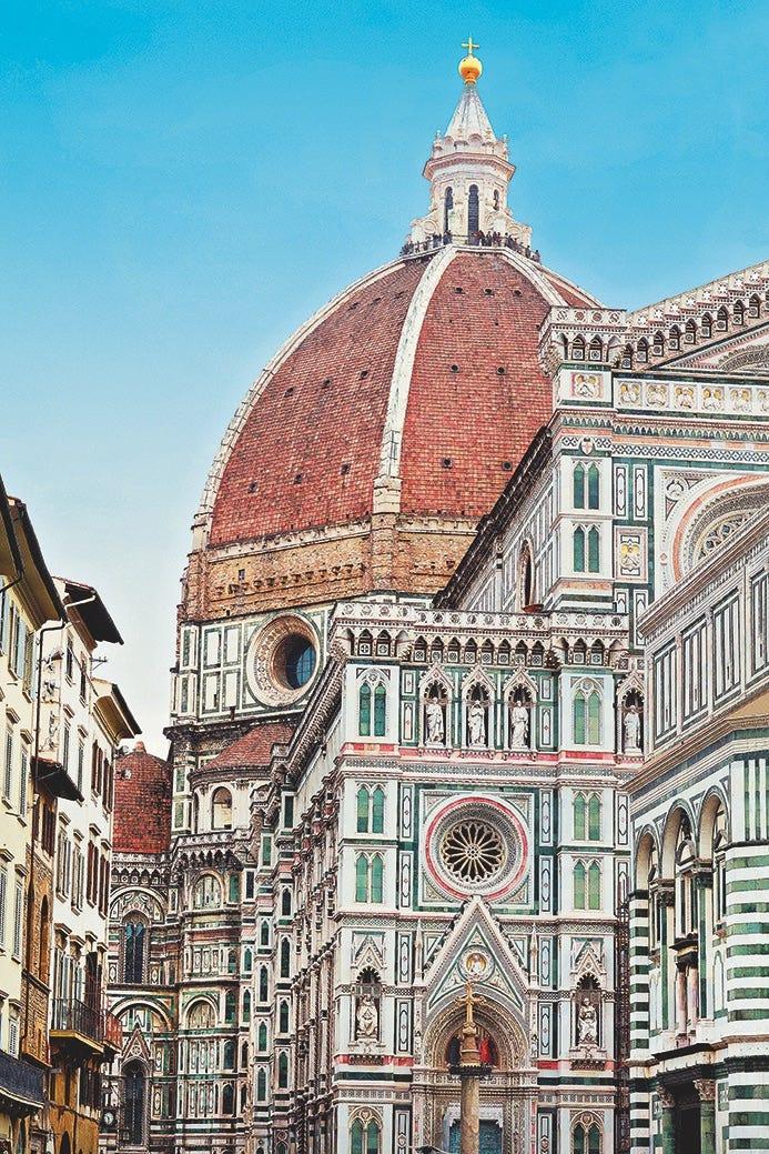 florence, italie 01 novembre 2017 le toit en dôme de la cathédrale de Florence, basilique di Santa Maria del Fiore, connue sous le nom de Duomo à Florence, en Italie. Le Duomo est l'église principale de la ville de Florence. La construction a commencé en 1296 dans le style gothique, la structure a été achevée en 1436. Le célèbre dôme a été conçu par Arnolfo di Cambio et ingénieusement réalisé par Filippo Brunelleschi. Florence, Italie, 1er novembre 2017, photo par Tim ClaytonCorbis via Getty Images