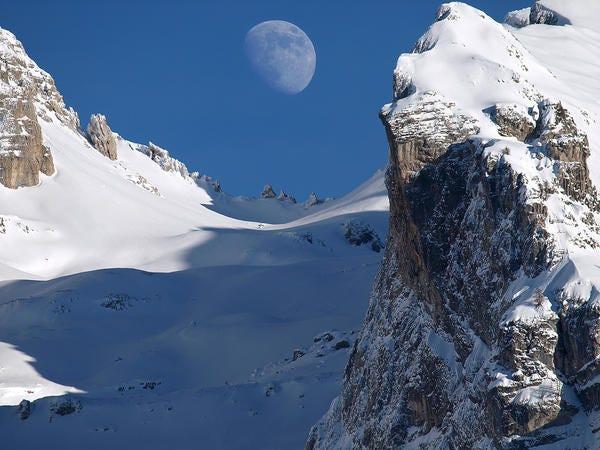 Formes de terrain montagneuses, Montagne, Forme glaciaire, Neige, Ciel, Chaîne de montagnes, Hiver, Alpes, Phénomène géologique, Massif
