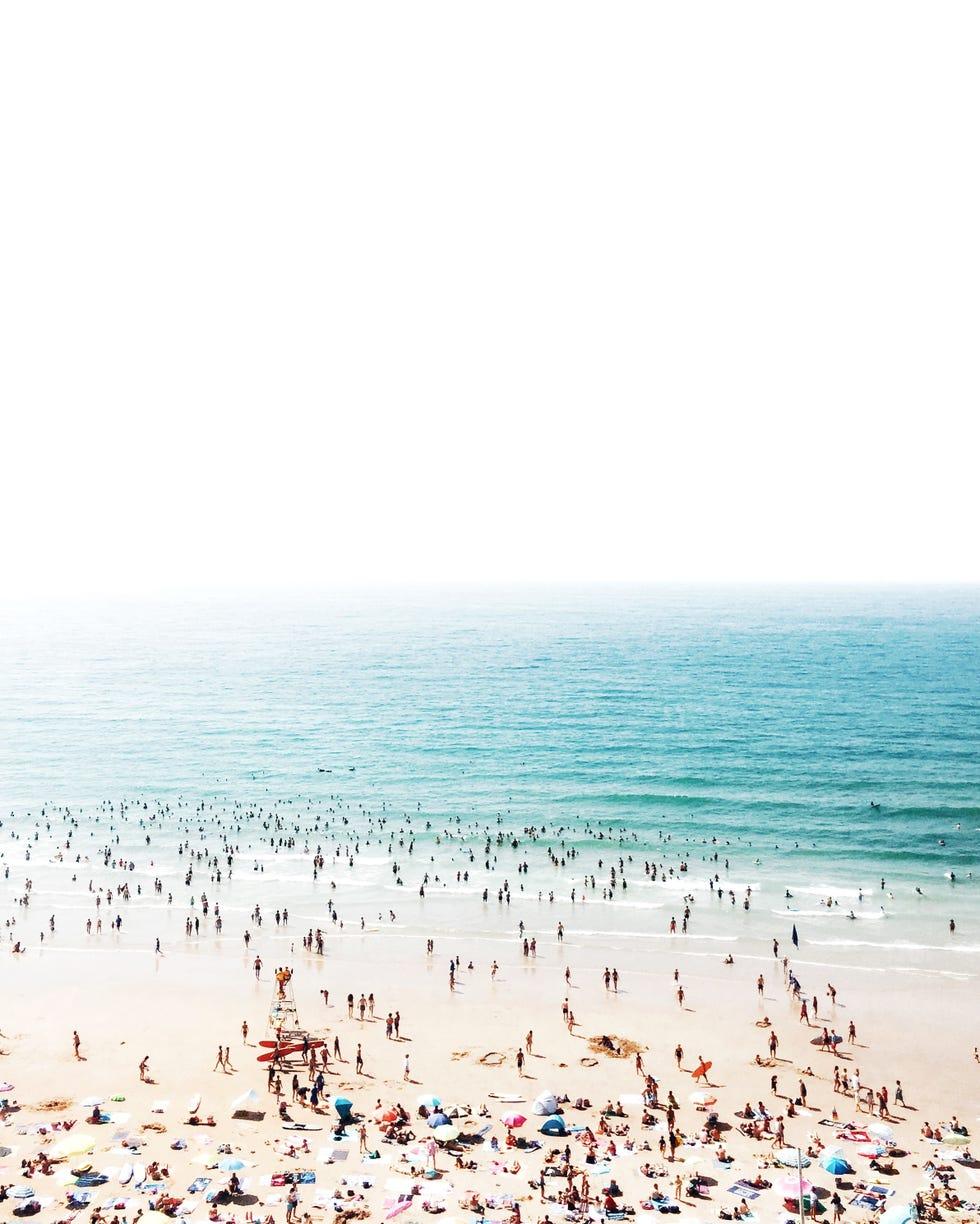 Personnes sur la plage, Plage, Ciel, Mer, Océan, Rivage, Côte, Été, Eau, Foule, 