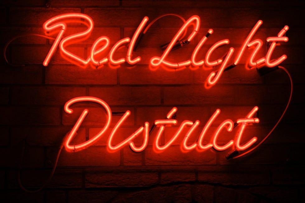 Signalétique électronique, enseigne lumineuse, néon, rouge, texte, police, éclairage, signalisation, câlin, nuit