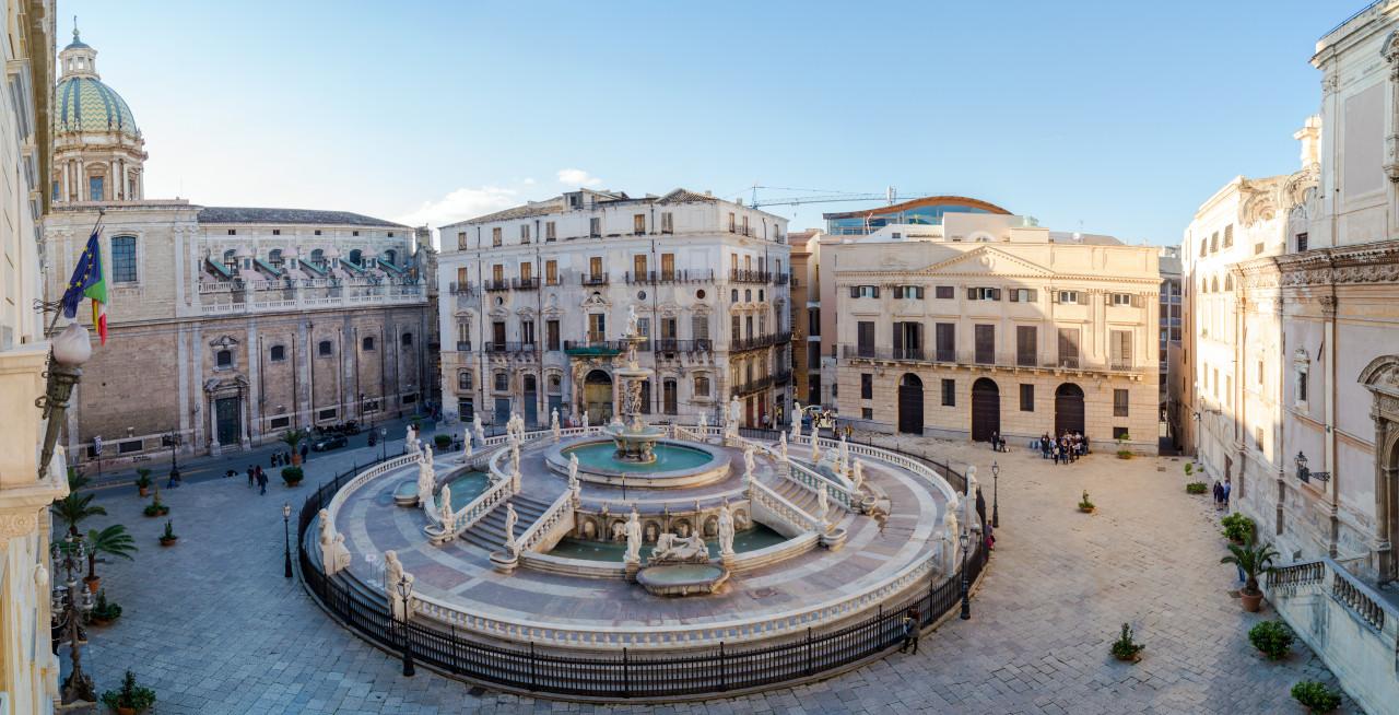 panoramic view piazza pretoria piazza della vergogna palermo sicily